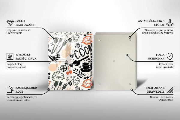 Herdabdeckplatte glas Cartoon-Küchenmotiv