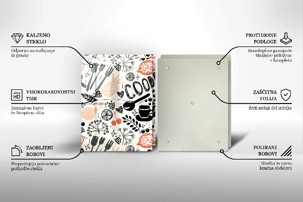 Herdabdeckplatte glas Cartoon-Küchenmotiv