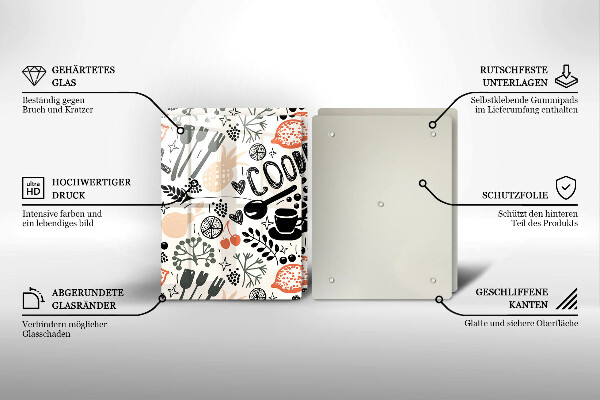 Herdabdeckplatte glas Cartoon-Küchenmotiv