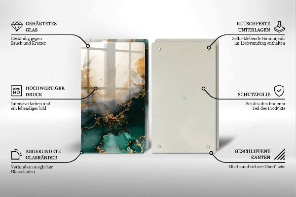 Herdabdeckplatte glas Mehrfarbiger Marmor