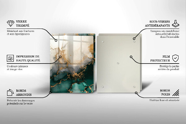 Herdabdeckplatte glas Mehrfarbiger Marmor