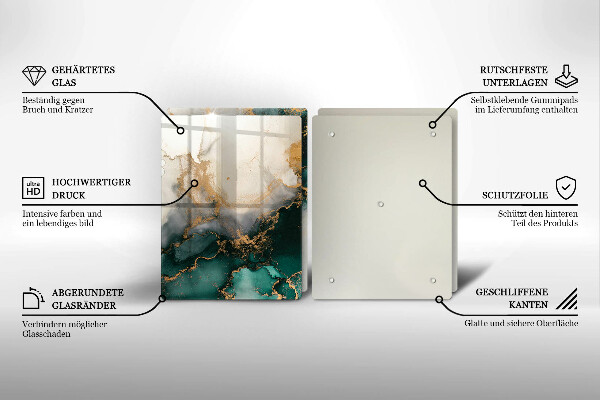 Herdabdeckplatte glas Mehrfarbiger Marmor