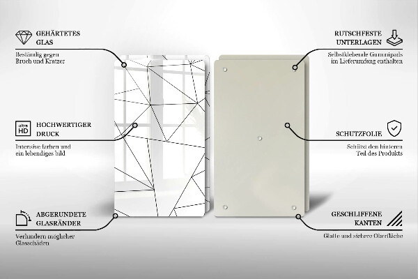 Herdabdeckplatte glas Weiße Dreiecke