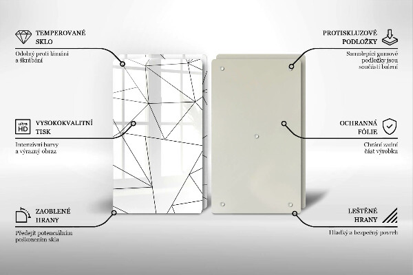 Herdabdeckplatte glas Weiße Dreiecke