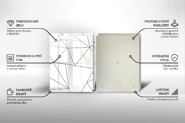 Herdabdeckplatte glas Weiße Dreiecke
