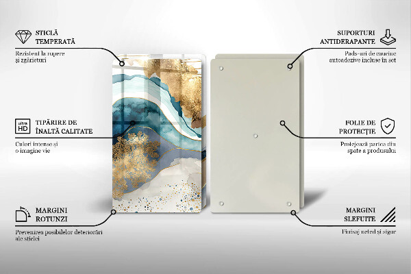 Herdabdeckplatte glas Bunter Marmor