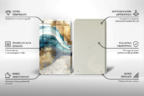 Herdabdeckplatte glas Bunter Marmor