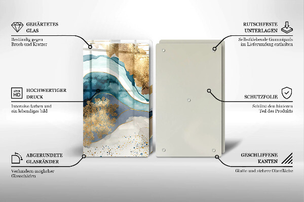 Herdabdeckplatte glas Bunter Marmor