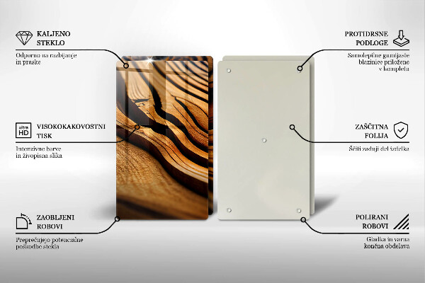 Herdabdeckplatte glas Holzstumpf