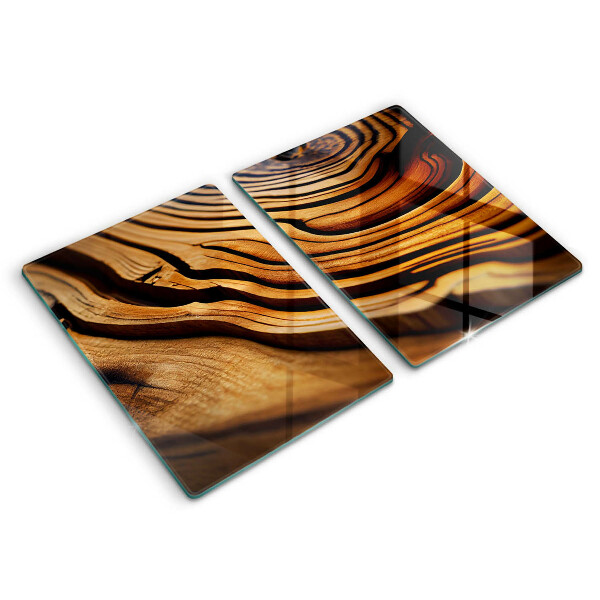 Herdabdeckplatte glas Holzstumpf
