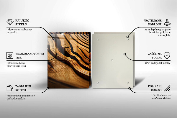 Herdabdeckplatte glas Holzstumpf