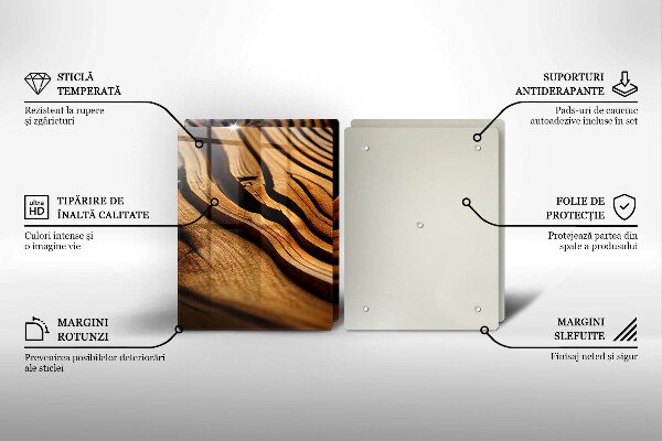 Herdabdeckplatte glas Holzstumpf