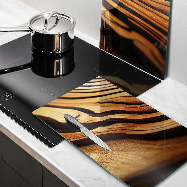 Herdabdeckplatte glas Holzstumpf