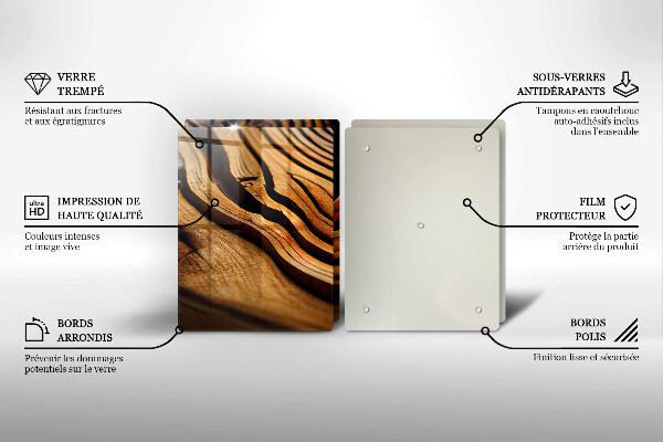 Herdabdeckplatte glas Holzstumpf