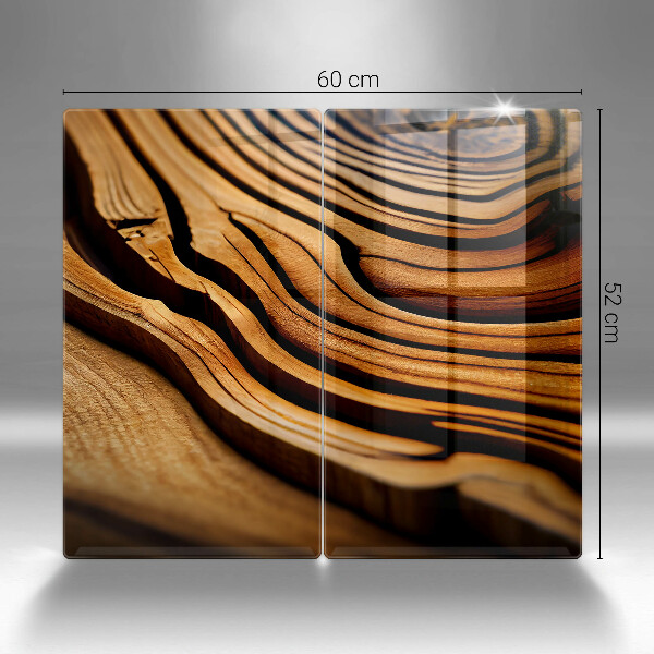 Herdabdeckplatte glas Holzstumpf
