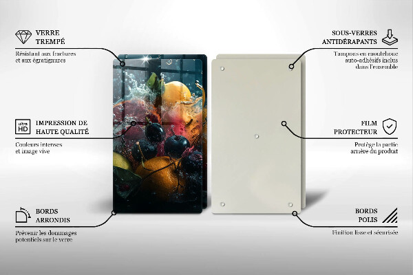 Herdabdeckplatte glas Früchte im Wasser