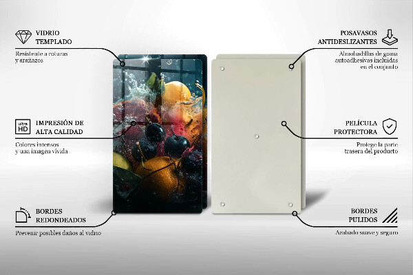 Herdabdeckplatte glas Früchte im Wasser