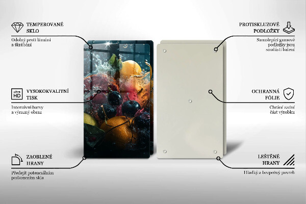 Herdabdeckplatte glas Früchte im Wasser