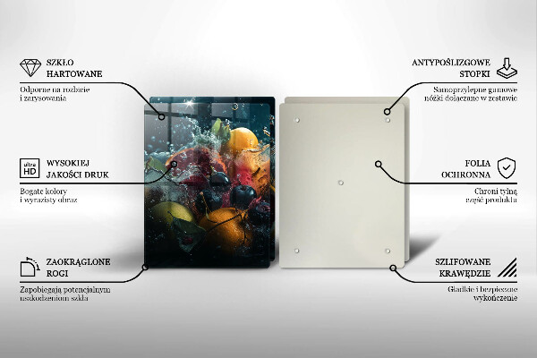 Herdabdeckplatte glas Früchte im Wasser