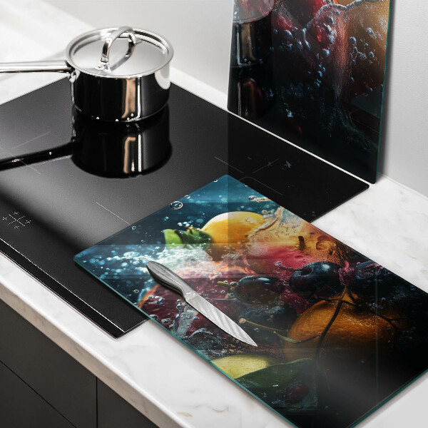 Herdabdeckplatte glas Früchte im Wasser