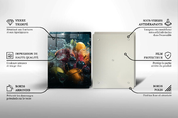 Herdabdeckplatte glas Früchte im Wasser