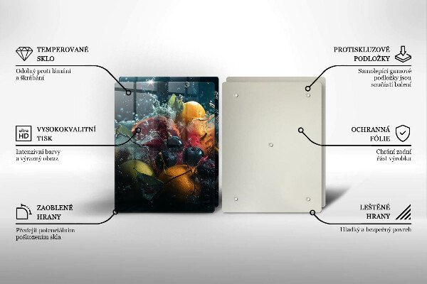 Herdabdeckplatte glas Früchte im Wasser