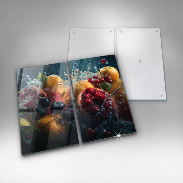 Herdabdeckplatte glas Früchte im Wasser