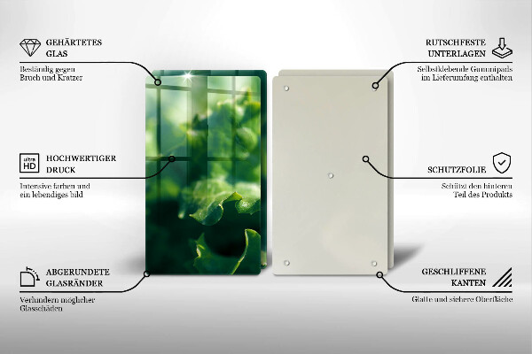 Herdabdeckplatte glas Salatblätter