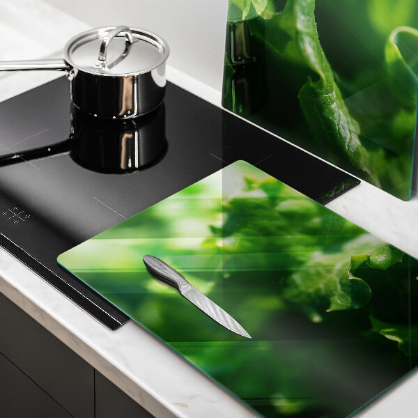 Herdabdeckplatte glas Salatblätter