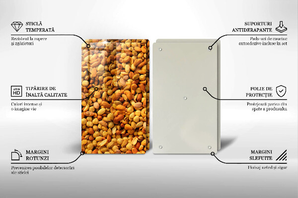 Herdabdeckplatte glas Nussmischung