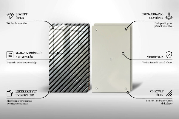 Herdabdeckplatte glas Metalllinien