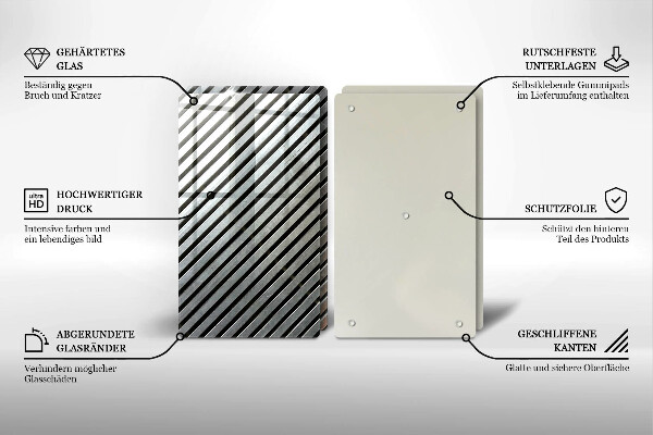 Herdabdeckplatte glas Metalllinien