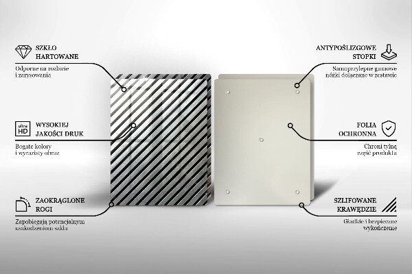 Herdabdeckplatte glas Metalllinien