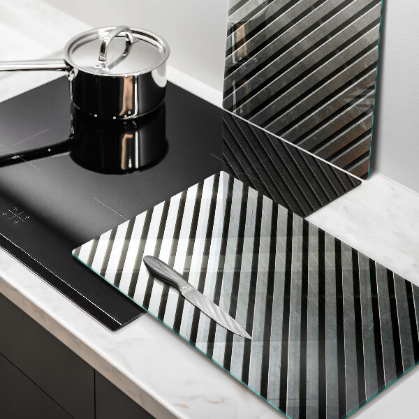 Herdabdeckplatte glas Metalllinien
