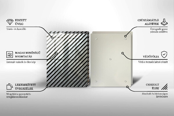 Herdabdeckplatte glas Metalllinien