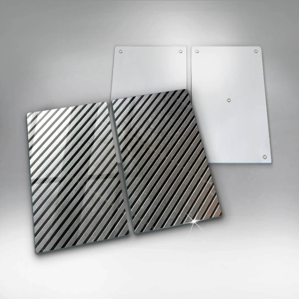Herdabdeckplatte glas Metalllinien