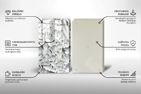 Herdabdeckplatte glas weiße Blumen