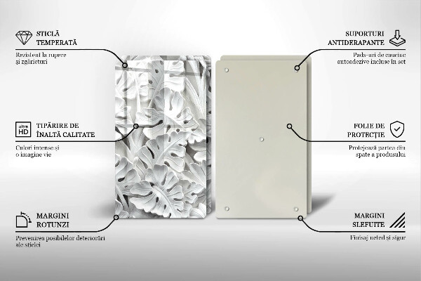 Herdabdeckplatte glas weiße Blumen