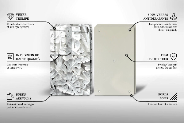 Herdabdeckplatte glas weiße Blumen