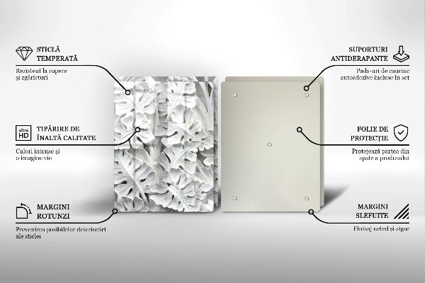 Herdabdeckplatte glas weiße Blumen