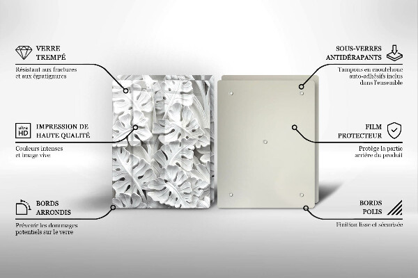 Herdabdeckplatte glas weiße Blumen