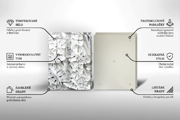 Herdabdeckplatte glas weiße Blumen