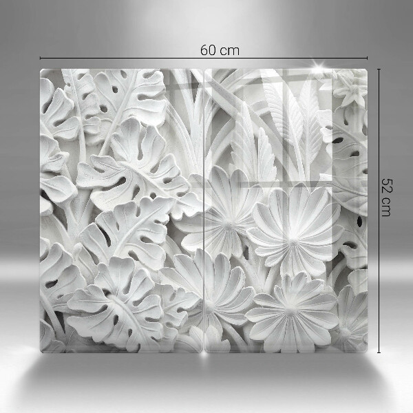 Herdabdeckplatte glas weiße Blumen