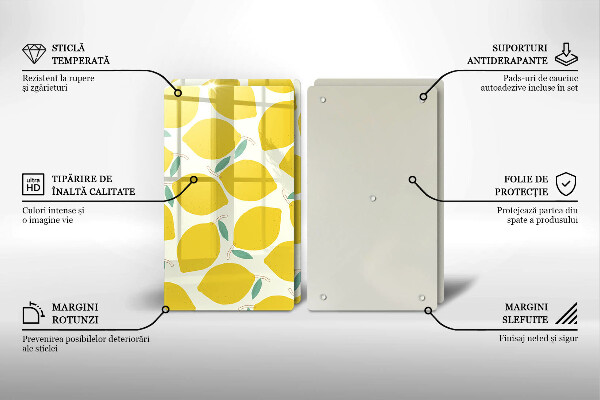 Herdabdeckplatte glas Cartoon-Zitronen