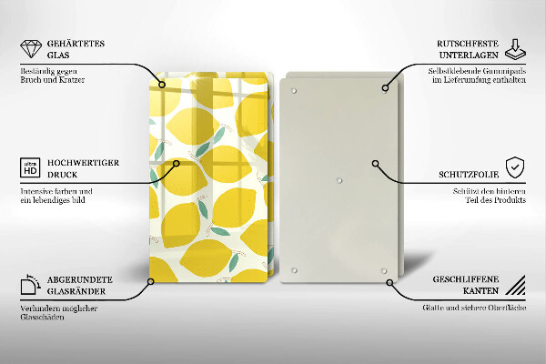 Herdabdeckplatte glas Cartoon-Zitronen