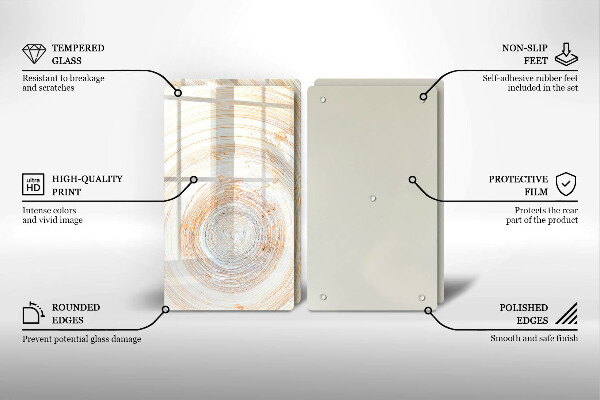 Herdabdeckplatte glas Holzstruktur