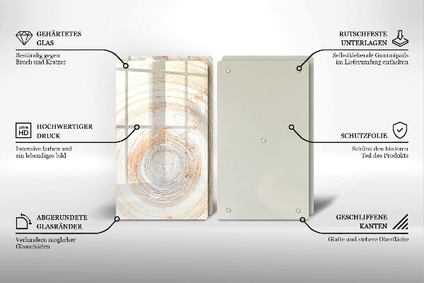 Herdabdeckplatte glas Holzstruktur
