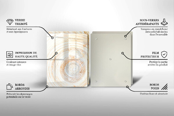 Herdabdeckplatte glas Holzstruktur