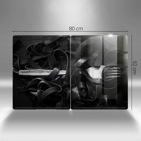 Herdabdeckplatte glas Schwarze Tagliatelle-Nudeln