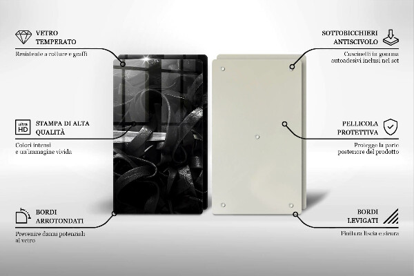 Herdabdeckplatte glas Schwarze Tagliatelle-Nudeln